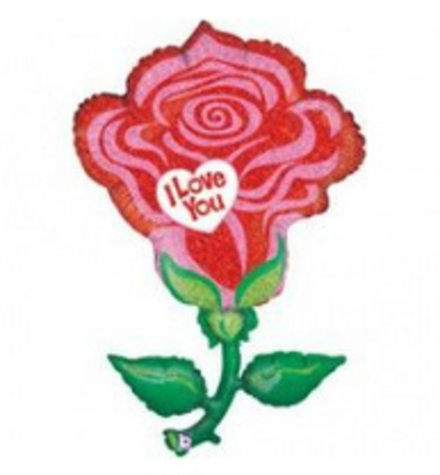 В Фигура Красная роза Голография 47"/120 см