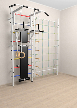 Шведская стенка Sv Sport усиленная 611 (Турник стандарт/Брусья/Скамья/Канат/Kольца/Лестница/Канатный лаз/Сетка)