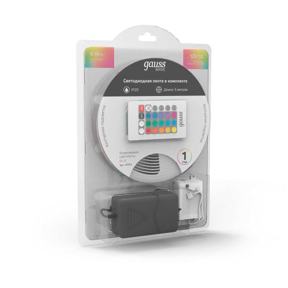 Светодиодная лента Gauss 6W/m 30LED/m 5050SMD разноцветный 5M BT012