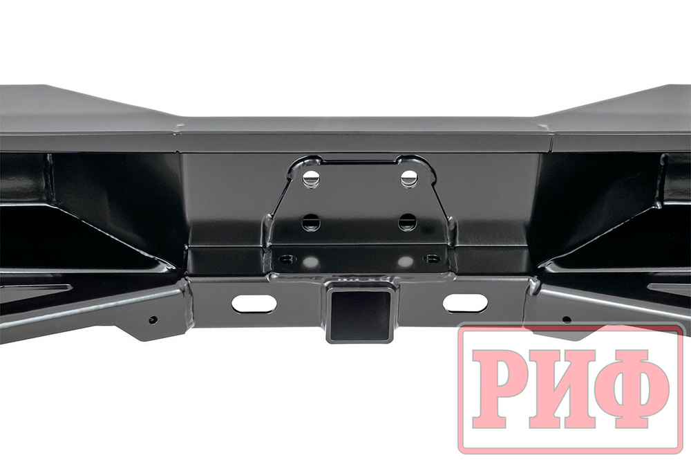 Бампер силовой задний Toyota Land Cruiser 76 2007+ с квадратом под фаркоп и фонарями РИФ