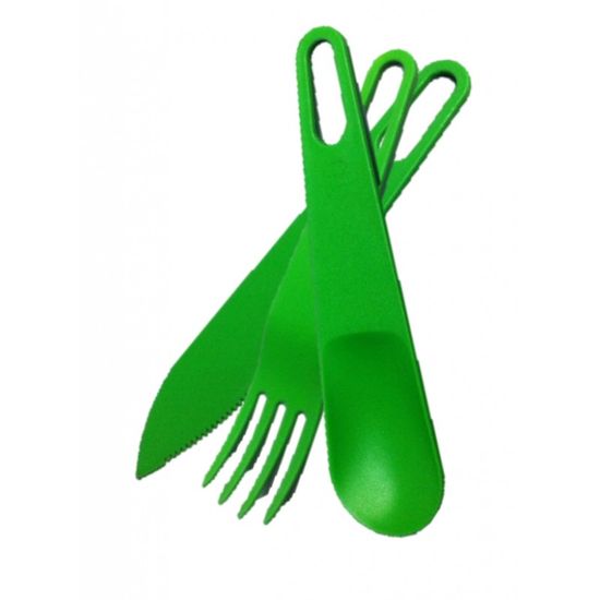 Дорожный набор "Трапезенка" вилка-нож-ложка, зелен., желтый