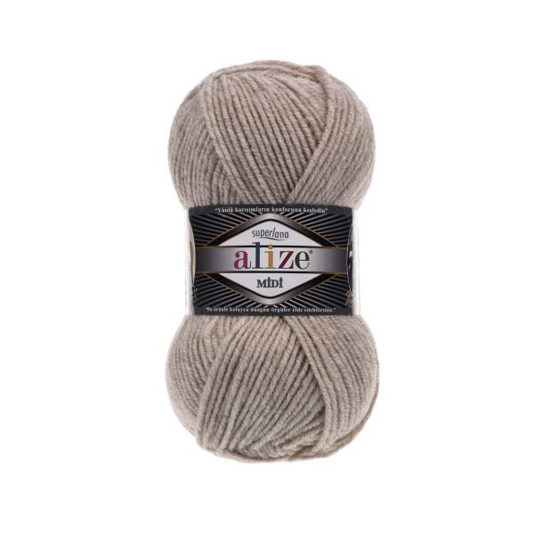 Пряжа Alize (Ализе) Superlana Midi / уп.5 мот. по 100 г, 170м, 152 бежевый меланж A