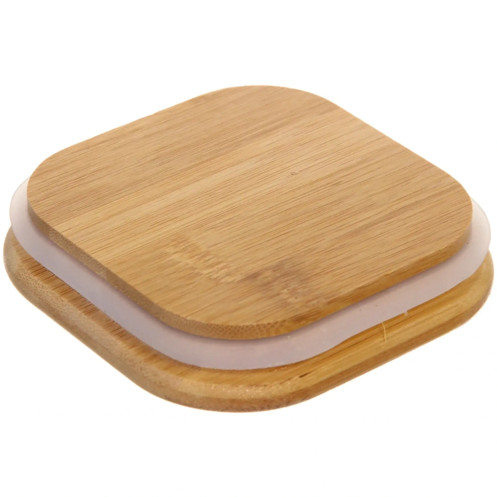 Банка для продуктов стеклянная 700мл «Хай-Тек» с бамбуковой крышкой, квадратная 10*12см