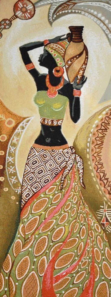 Гобеленовая картина "D. АФРИКАНКА С КУВШИНОМ" в багетной раме, Россия.