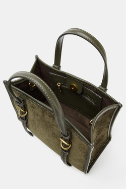 ZARA МИНИ-СУМКА-ШОПЕР, ЗЕЛЕНЫЙ