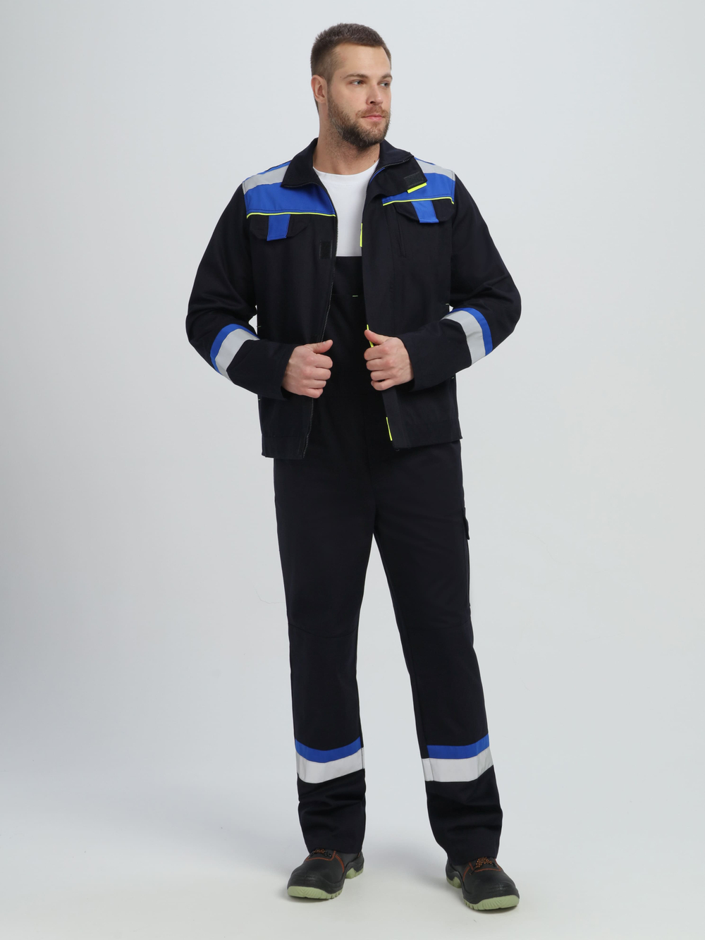 Костюм Бостон (тк.Саржа,320) п/к, т.синий/васильковый