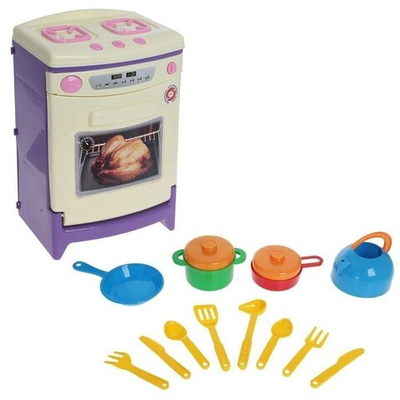 Плита с набором посуды, цвета МИКС