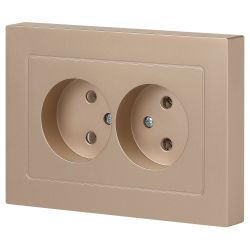 Розетка Intro Accent 6-204-04 двойная 2х2P 16А-250В IP20 СУ AL/CU шампань | Intro