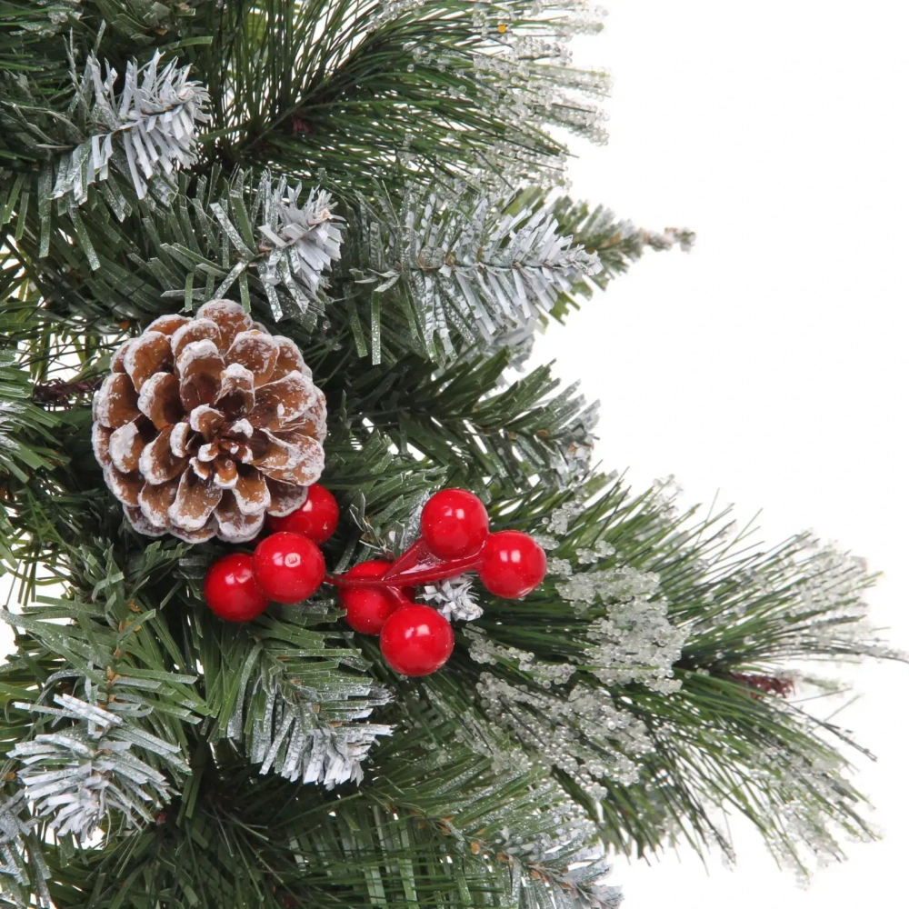 Венок хвойный новогодний «Сверкающие кристаллы» ПВХ, леска, 50 см (SQ736-50)