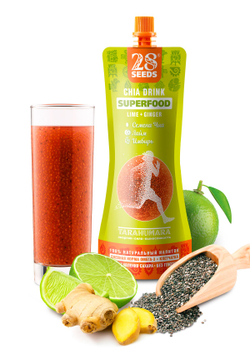 Напиток Чиа 28SEEDS, смузи без сахара СУПЕРФУД Лайм - Имбирь, напитки пп