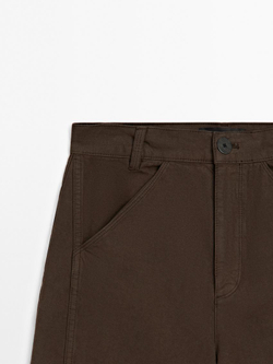 Massimo Dutti Брюки из смесового хлопка, шоколадный