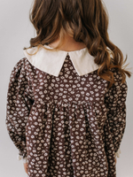 Платье с воротником в цветочек, Коричневый