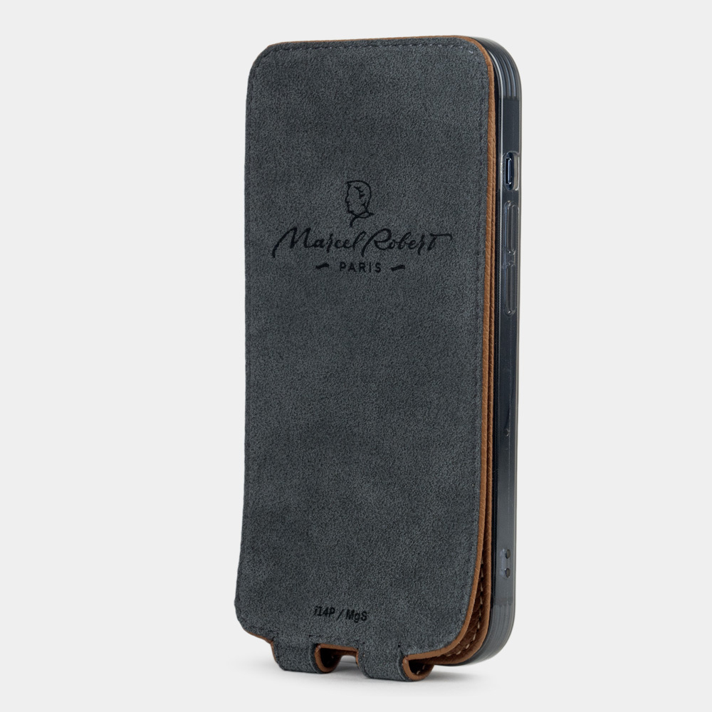 Чехол для iPhone 14 Pro Max из кожи сафьяно, цвета карамель