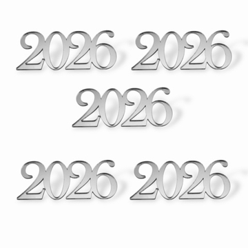 Топпер Мини "2026" ТМ6213 5см 5шт акрил СЕРЕБРО
