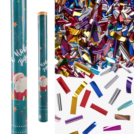 Пневмохлопушка (24/60 см), С Новым Годом!, Прямоугольники фольга, Зеленый, Металлик, 1 шт.