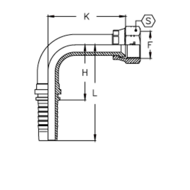 Фитинг DN 10 JIC (Г) 9/16 (90) (удлинен.)