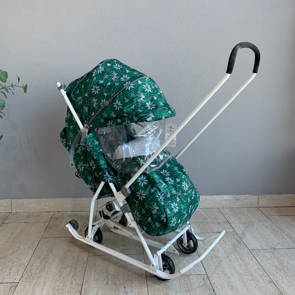 Коляска комбинированная (санки - коляска) «Наши детки 3-1К» зеленая (арт.  НДТ3-1К/6)