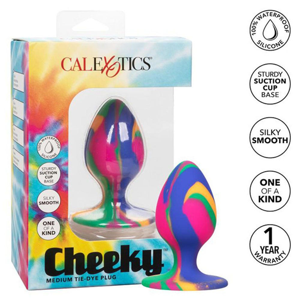Яркая анальная пробка 7,5см California Exotic Novelties Cheeky Medium Tie-Dye Plug SE-0439-05-3