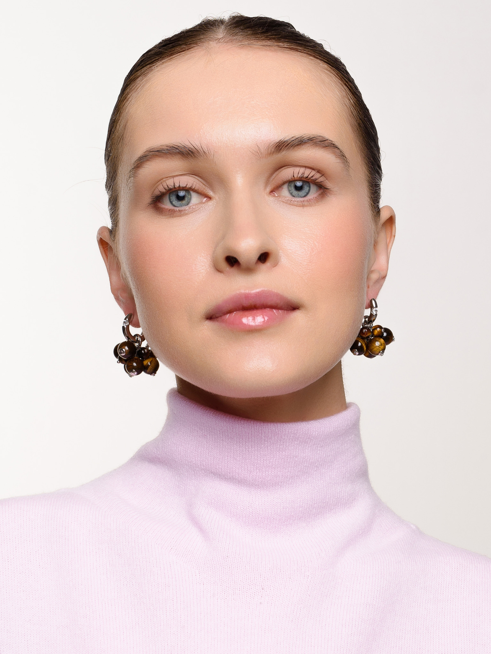 Серьги "Berry" тигровый глаз Silver