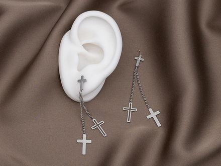 Серьги "Крестики" 50мм с цепями