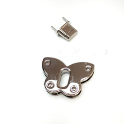 Замок вертушка на винтах Бабочка Серебро