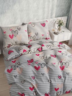 Пододеяльник бязь Сказка "Сердца" 2-спальный на молнии 175x215 см
