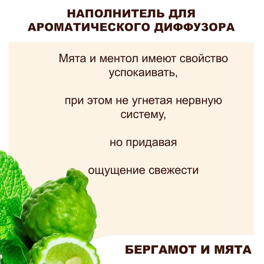 Бергамот и Мята - Наполнитель для ароматического диффузора