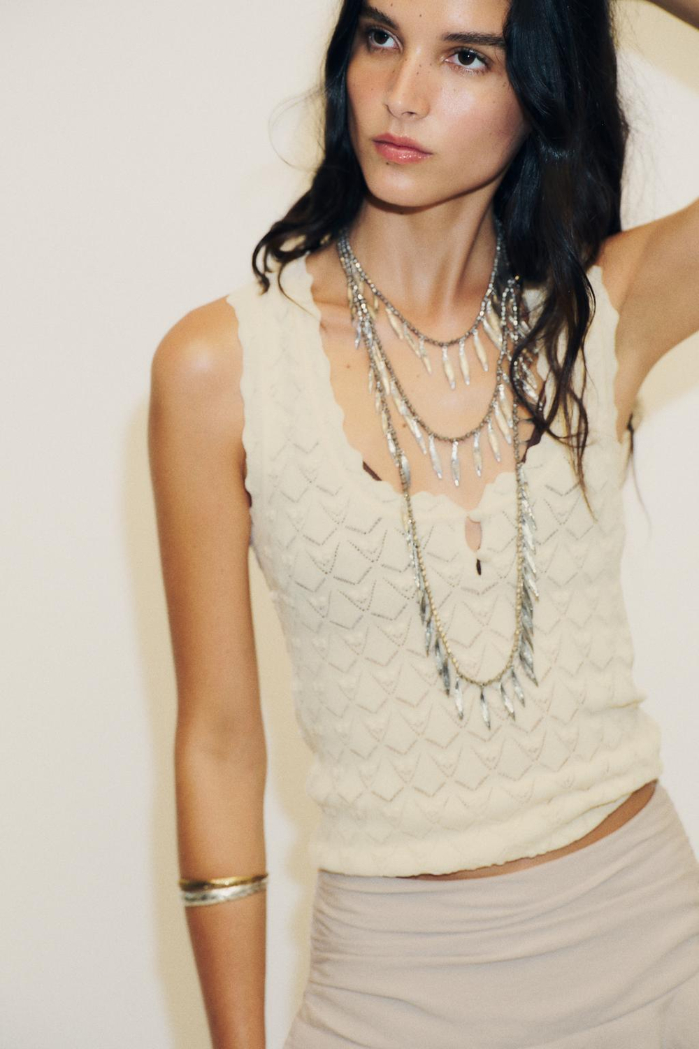 ZARA ТОП В РУБЧИК, ВАНИЛЬНЫЙ