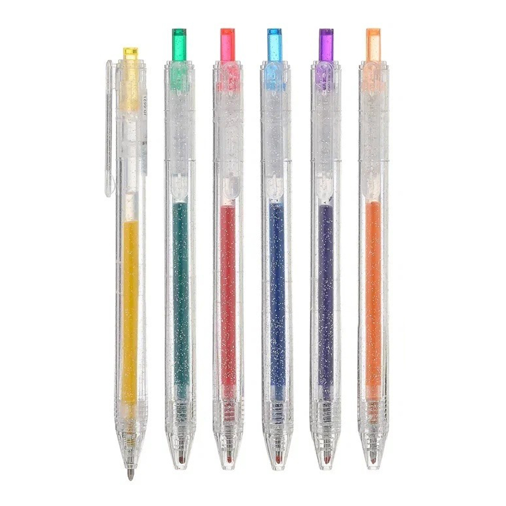 Ручка гелевая, автоматическая, Jiandan, цветные чернила, ароматизированные с блёстками, 6 шт