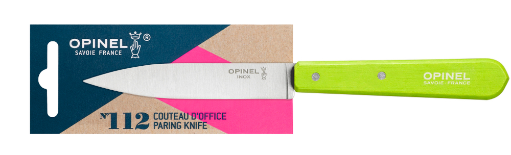 Нож столовый Opinel №112, деревянная рукоять, блистер, нержавеющая сталь, зеленый 001915