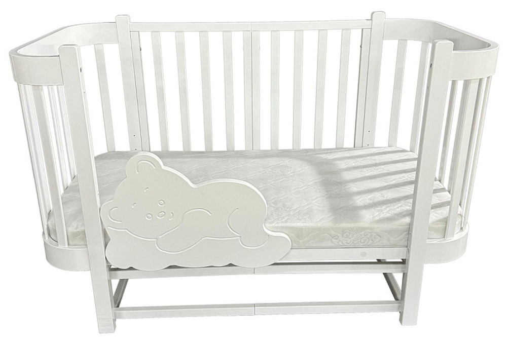 Детская кроватка Кедр Florencia продольный маятник 3 в 1 белый/белый