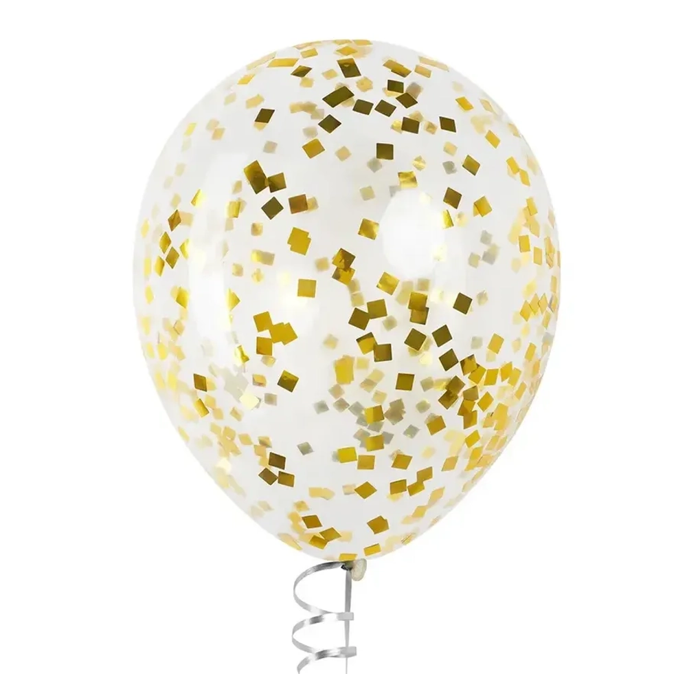 Латексный шар с мелким золотым конфетти, квадрат, 36 см