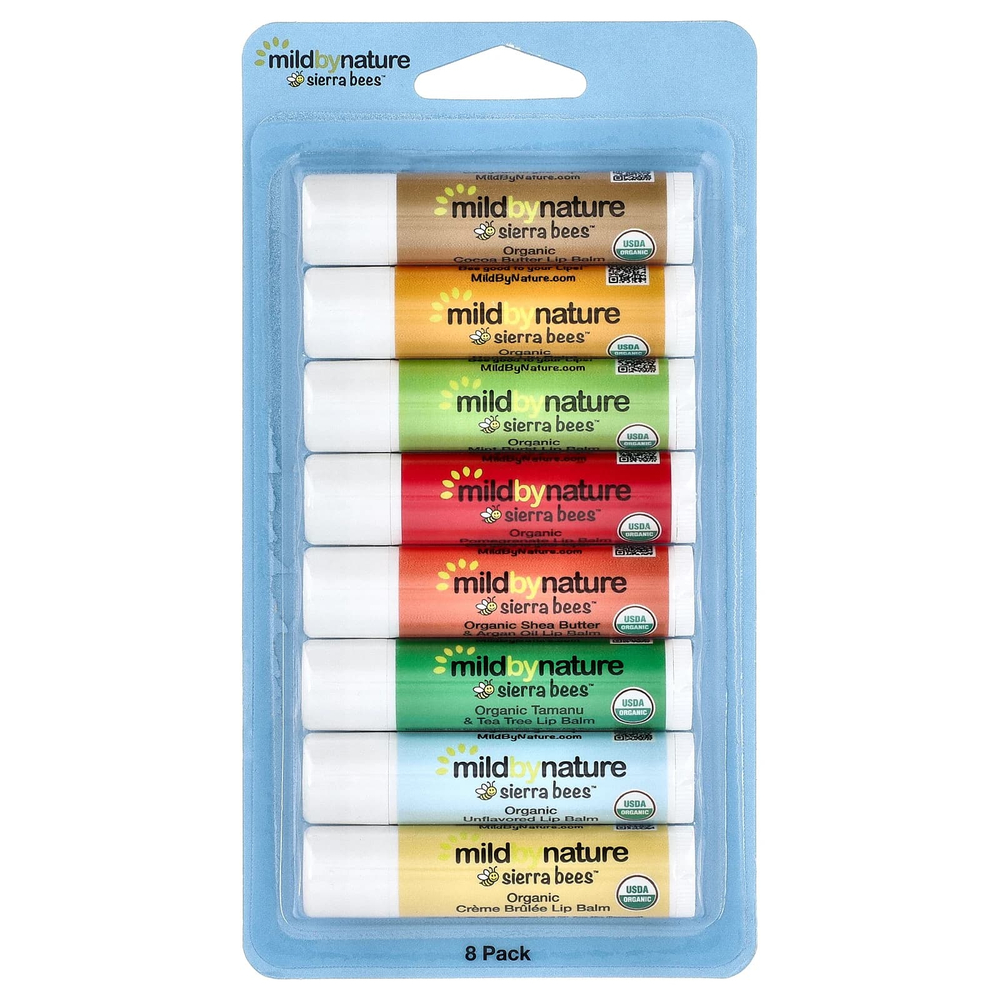 Mild By Nature, Sierra Bees™, набор органических бальзамов для губ, 8 шт. по 4,25 г (0,15 унции)