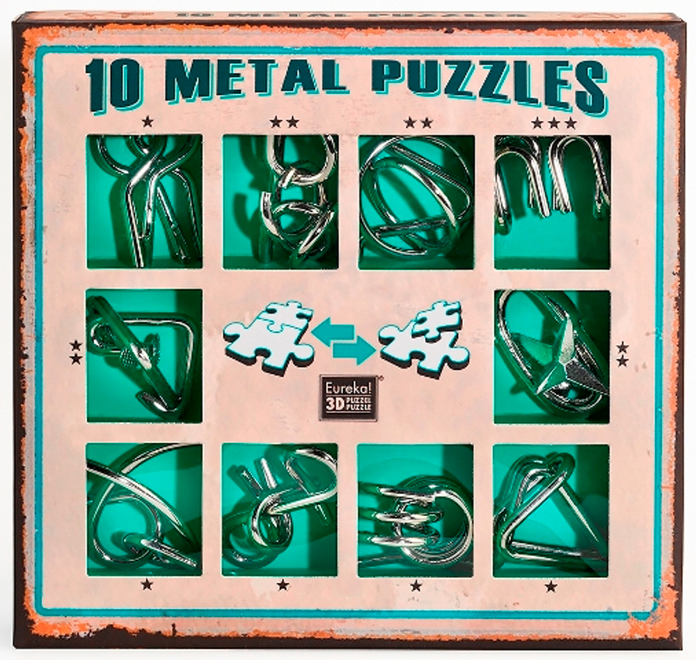 Набор 10 металлических головоломок Metal Puzzles green set