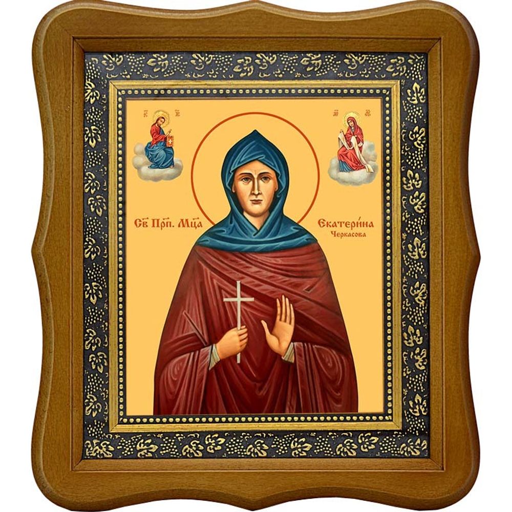 Екатерина Черкасова, преподобномученица, послушница. Икона на холсте. В киоте 15 х 18 см.