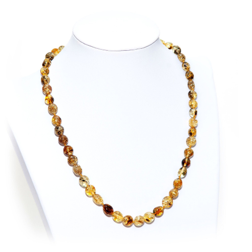 Бусы из янтаря натуральные, мятый шар, длина 51 см
