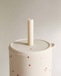 ZARA HOME ДЕТСКИЙ СТАКАН С ПРИНТОМ В ГОРОШЕК И ТРУБОЧКОЙ, РАЗНОЦВЕТНЫЙ