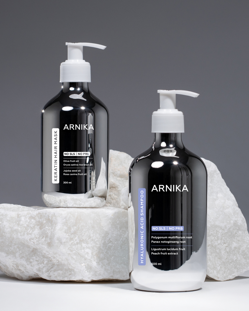 Набор ухаживающих средств для волос: увлажняющий шампунь с гиалуроновой кислотой и маска с кератином и маслами
