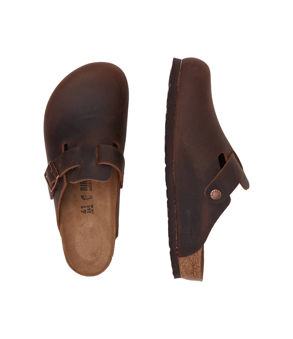 Шлепанцы кожаные boston leoi habana Birkenstock - коричневый(860131)