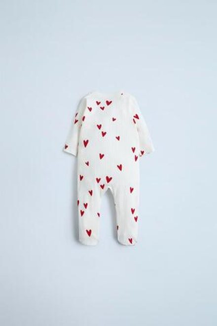 ZARA КОМБИНЕЗОН С ПРИНТОМ «СЕРДЦА», ЭКРЮ