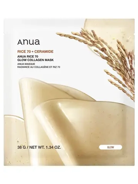 Anua Гидрогелевая маска с рисовой водой и коллагеном для сияния кожи Rice 70 Glow Collagen Mask 38 гр