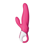 Ярко-розовый вибратор 22,1см с клиторальным отростком Satisfyer Mr.Rabbit