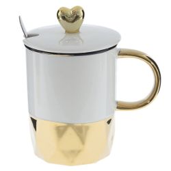 GAEM Кружка с крышкой и ложкой, 340 мл, L12 W8 H13,5 см, 2в.