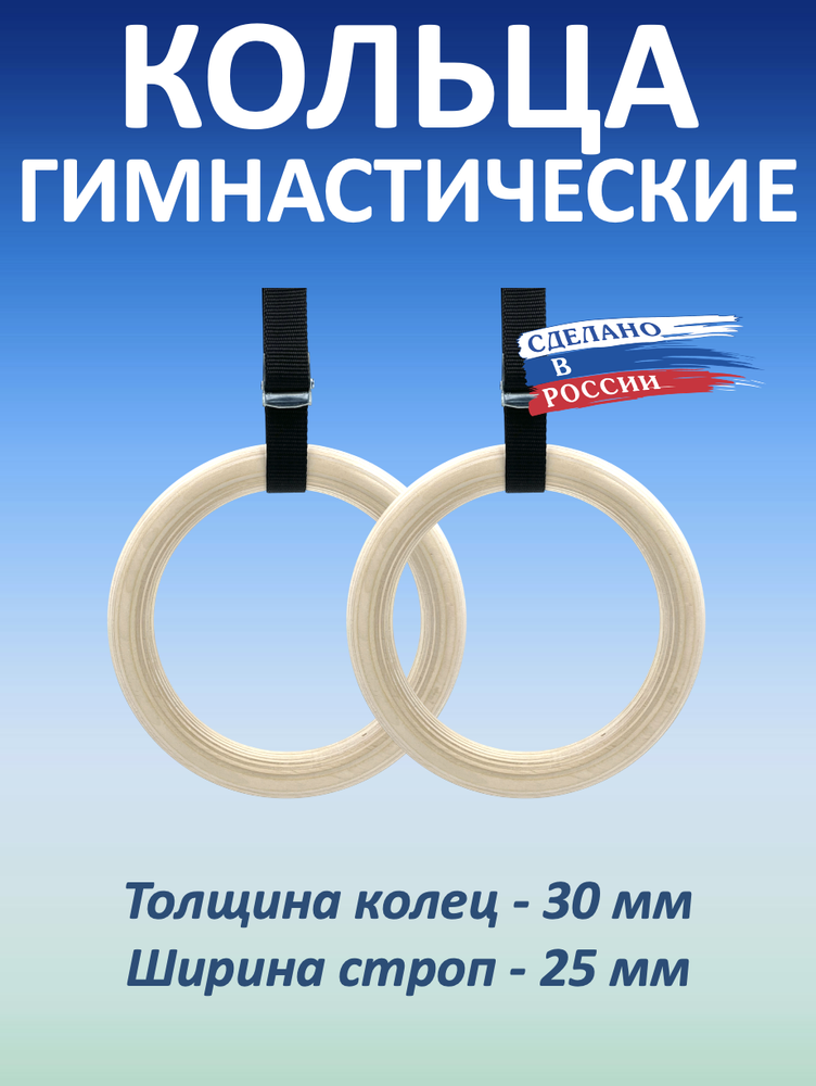 Кольца гимнастические 30 мм со стропами 25 мм