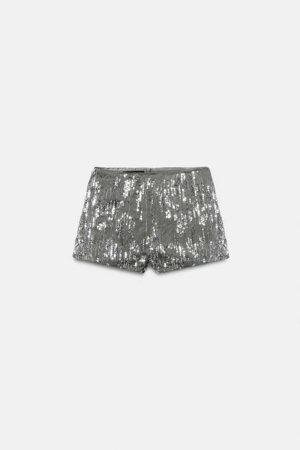 ZARA МИНИ-ШОРТЫ С ПАЙЕТКАМИ, СЕРЕБРИСТЫЙ