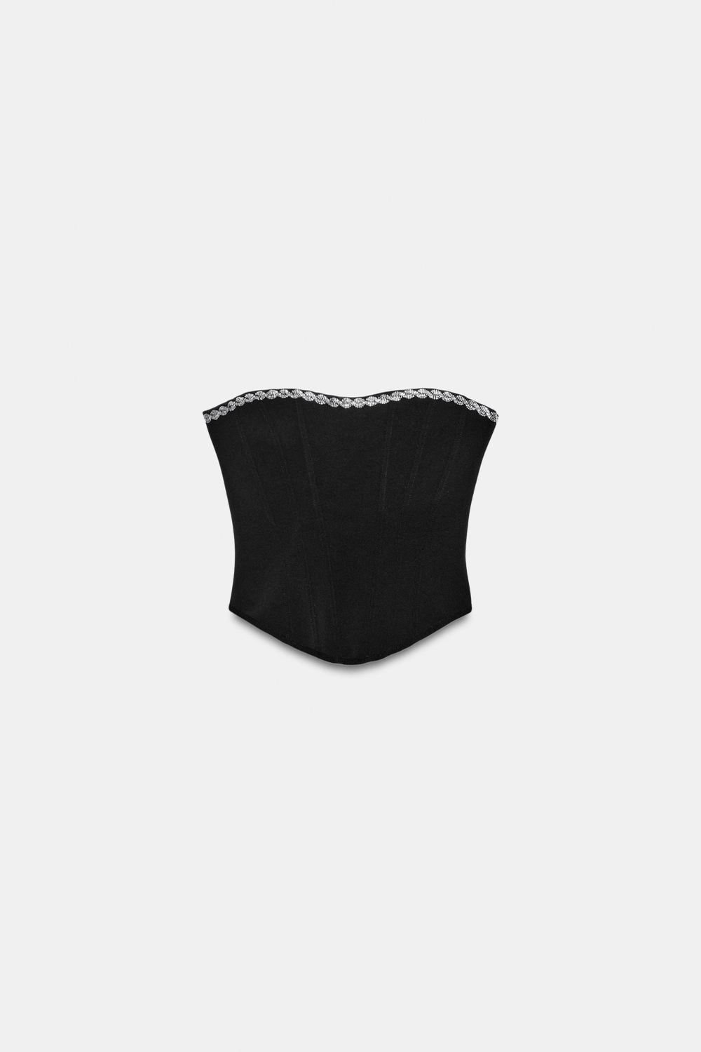 ZARA ЭЛАСТИЧНЫЙ ТОП-КОРСЕТ СО СТРАЗАМИ, ЧЕРНЫЙ