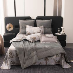 Комплект постельного белья с одеялом Сатин Велюрия Люкс «Пальмовая идиллия»