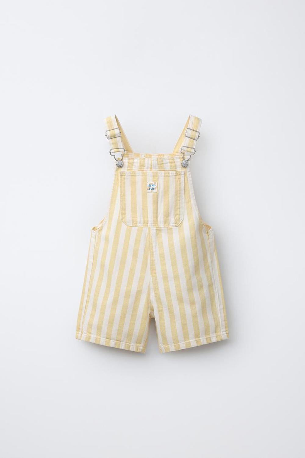 ZARA КОМБИНЕЗОН ИЗ САРЖИ С КАРМАНОМ, ЭКРЮ/ЖЕЛТЫЙ