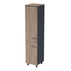 Шкаф для документов узкий закрытый левый PREGO 425х450х2100 П.СУ+Т-7+ФН.Л-1/2+Ф-2.Л-1/2+П.О Дуб Крафт табачный/Антрацит