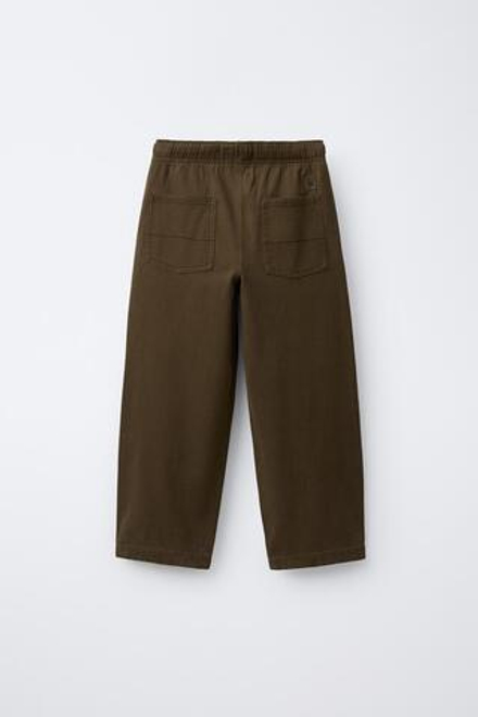 ZARA МЯГКИЕ БРЮКИ С ДЕКОРАТИВНОЙ СТРОЧКОЙ, ХАКИ